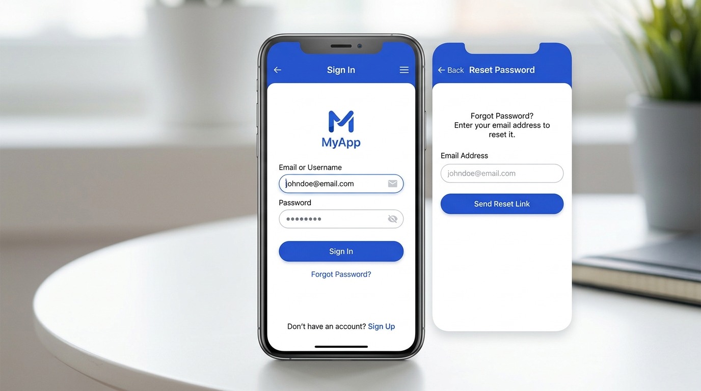 Light Mobile User Auth & Reset Password UI