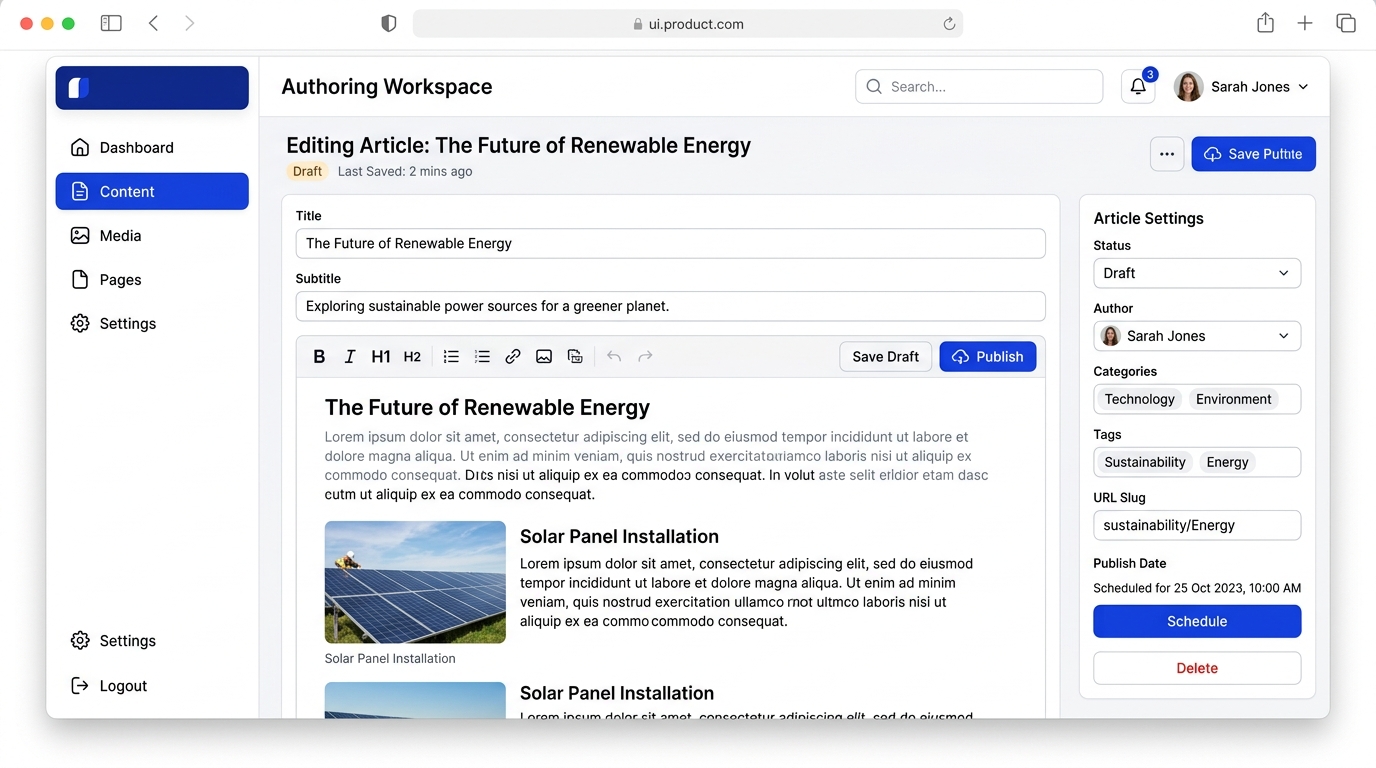 Light CMS Authoring Workspace